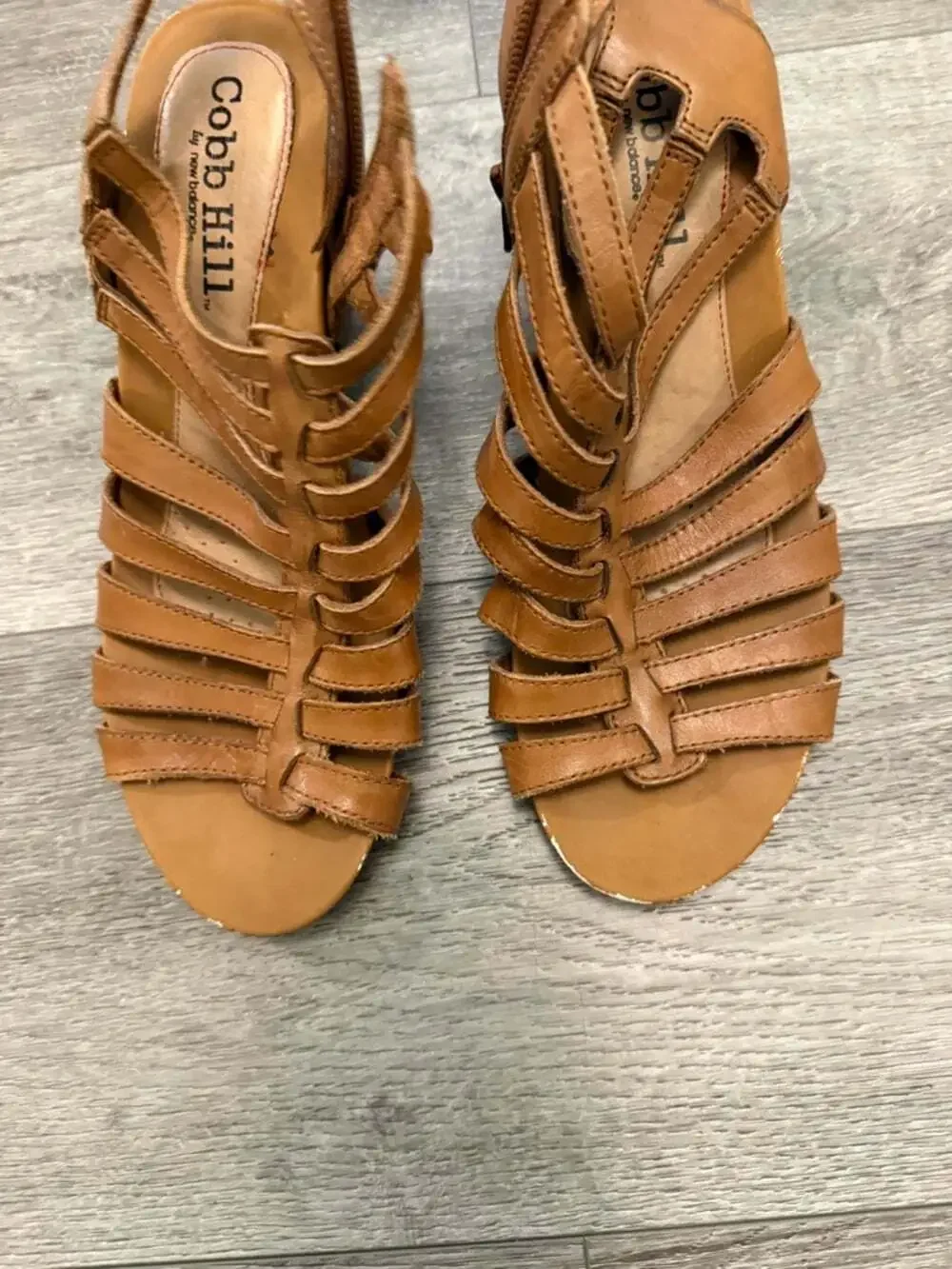 Cobb Hill Women's Tan Strappy Leather Block Heel Sandals size 39
